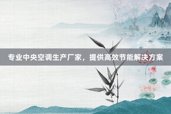 专业中央空调生产厂家，提供高效节能解决方案